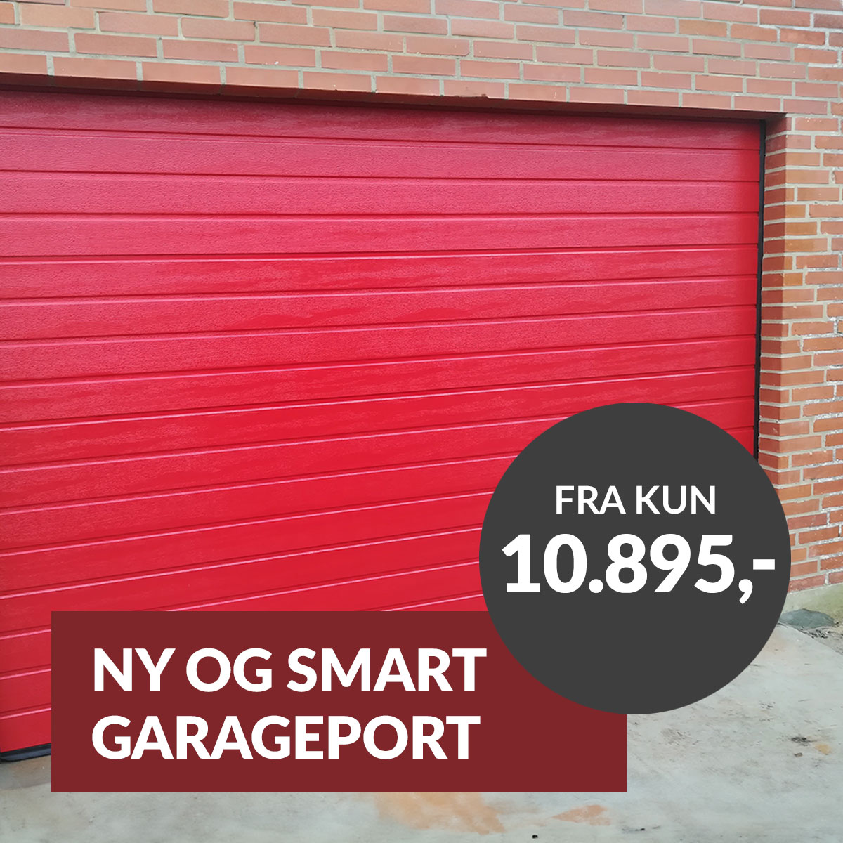 Garageport-fra-KJ-Porte---rød-ledhejseport-fra-10.895,-